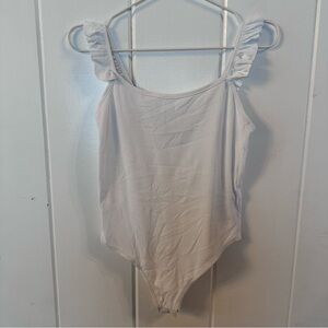 Zara White Ruffled Bodysuit